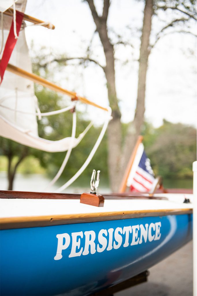 "Persistence", a sailboat made in the Willow Valley Communities woodshop.