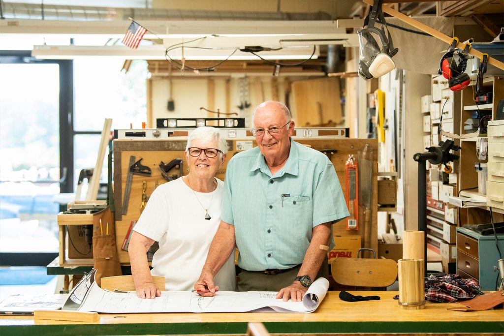 Resident woodshop amenity space in Willow Valley Communities North building