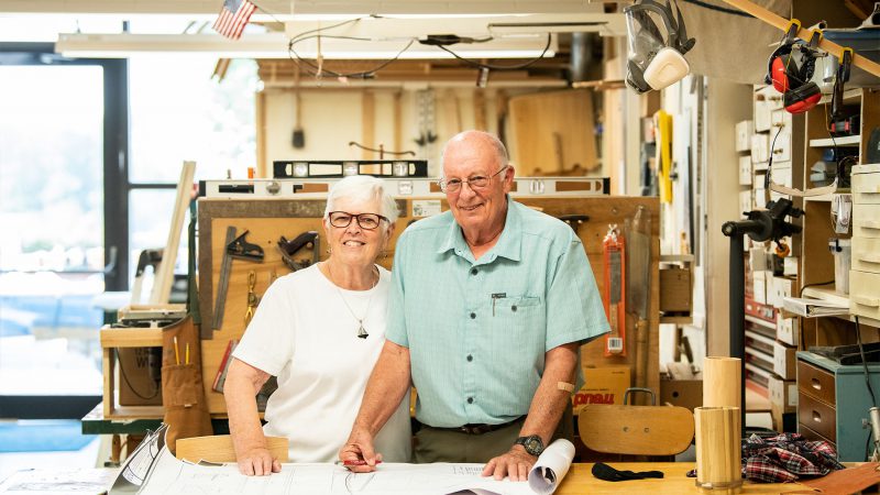 Resident woodshop amenity space in Willow Valley Communities North building